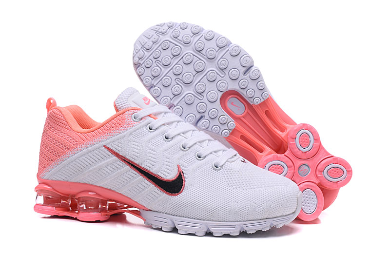 Women Nike Air Shox Flyknit White Pink Shoes - Click Image to Close